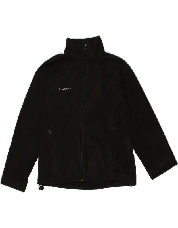 COLUMBIA Womens Fleece Jacket UK 10 Small Black Polyester Oversized Jacket Tailored Jacket Straight Jacket