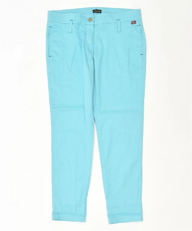 NAPAPIJRI Womens Slim Chino Trousers IT 42 Medium W32 L28 Blue Classic High Waist Slim Fit Ankle Length