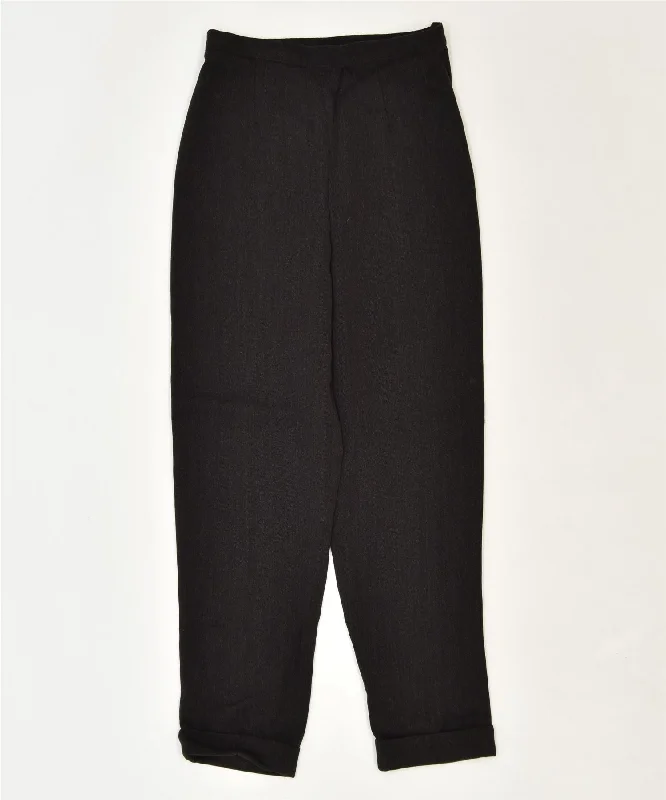 VINTAGE Womens Slim Suit Trousers IT 44 Medium W26 L29 Brown Classic Trousers Winter Warm