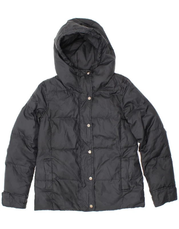 GAP Womens Hooded Padded Jacket UK 10 Small Black Polyester Boat Neck Shawl Collar Notched Collar GAP Womens Hooded Padded Jacket UK 10 Small Black Polyester Boat Neck Shawl Collar Notched Collar