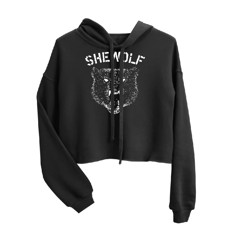Shewolf Crop Hoodie Hoodie with Applique Textured Unique