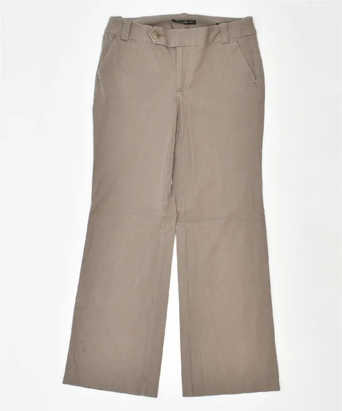 EDDIE BAUER Womens Wide Leg Casual Trousers W30 L29 Brown Cotton Trousers stylish elegant
