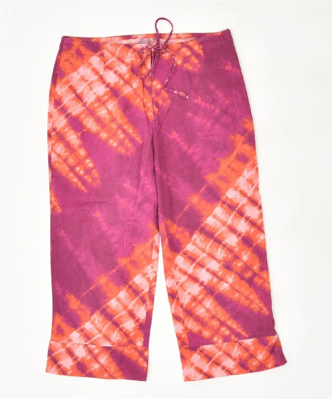 VINTAGE Womens Capri Casual Trousers W29 L18 Multicoloured Tie Dye Trousers Favorite Customer