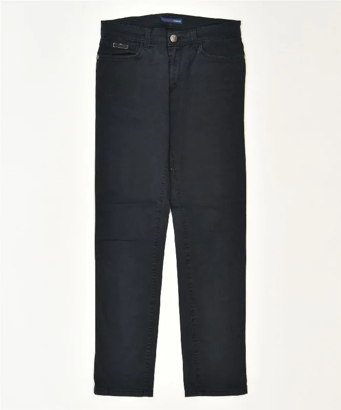 TRUSSARDI Womens Slim Casual Trousers W29 L30 Black Classic Cropped Trousers Casual Linen