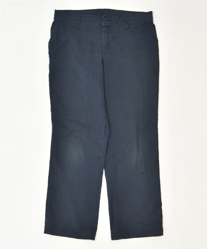 DICKIES Womens Straight Chino Trousers W32 L27 Navy Blue Worler Wide Leg Loose Fit Mid Waist
