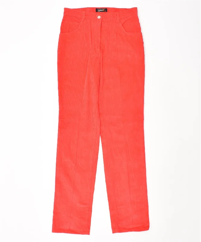 3SUIISSE Womens Straight Corduroy Trousers IT 40 Small W28 L32 Red Cotton Trousers Denim Distressed