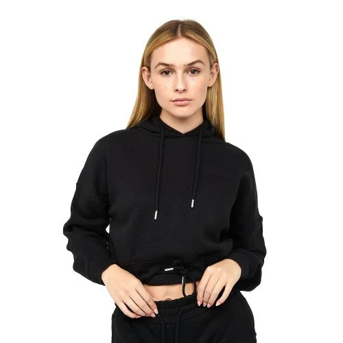 Juice Womens/Ladies Danica 2 Crop Hoodie Hoodie with Hem Fringe Bohemian Relaxed