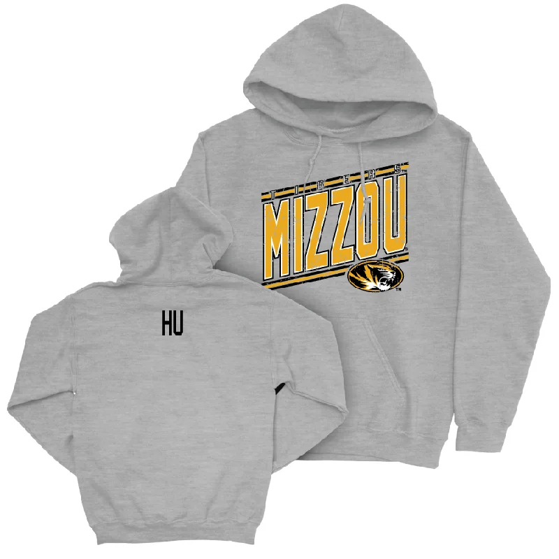 Sport Grey Women's Gymnastics Vintage Hoodie  - Helen Hu Zip Hoodie Drawstring Kangaroo Pocket