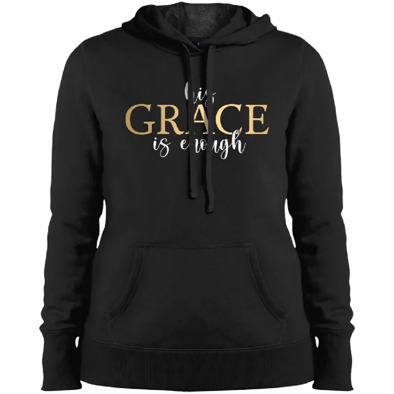 Grace is enough Ladies' Pullover Hooded Sweatshirt Hoodie with Hem Drawcord Adjustable Customizable