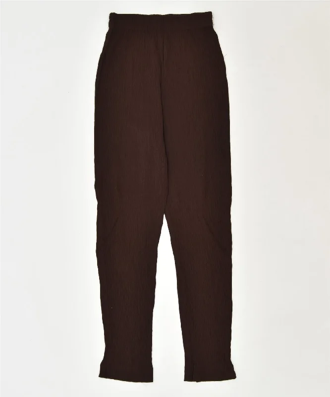 VINTAGE Womens Slim Trousers Medium W28 L29 Brown Viscose Classic Trousers Bootcut Casual