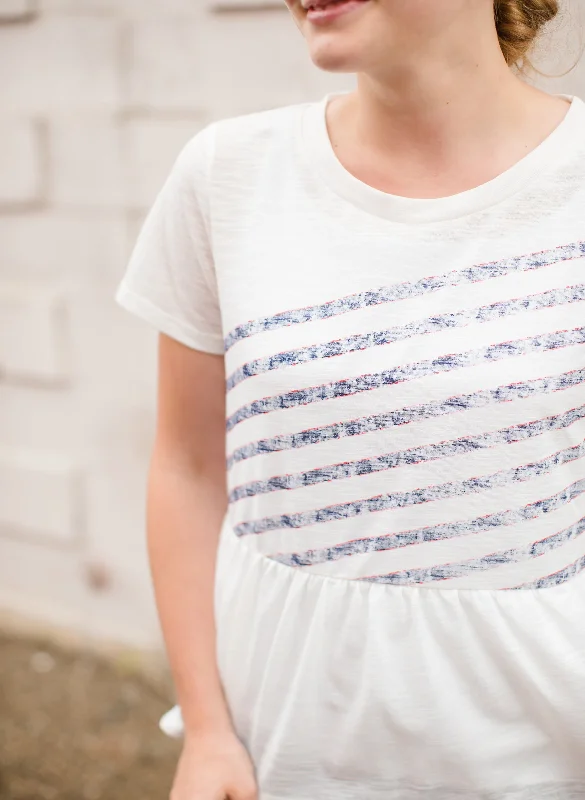 Patriotic Striped Peplum Jersey Top - FINAL SALE Halter Neck Jersey Tee