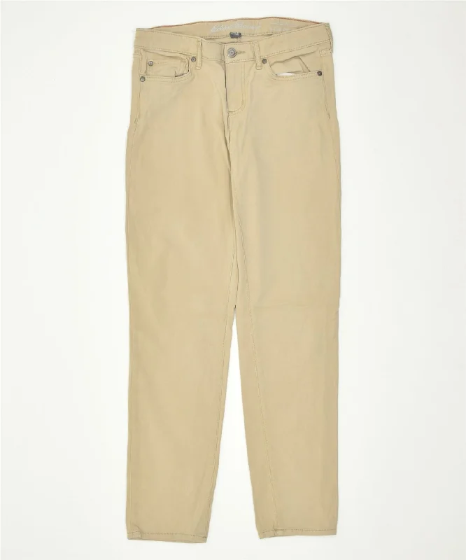 EDDIE BAUER Womens Slim Casual Trousers US 6 Small W30 L29 Beige Cotton Trousers cozy soft
