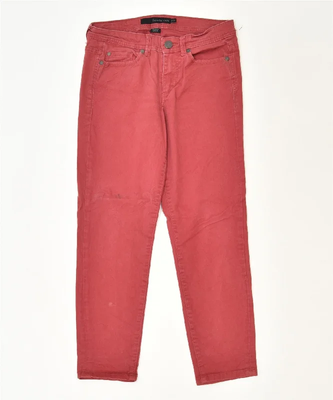 CALVIN KLEIN Womens Crop Skinny Trousers W27 L26 Red Cotton Classic Trousers Fall Fleece