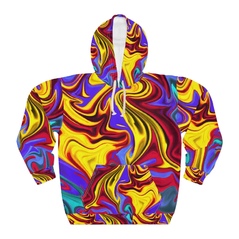 Trippy Yellow Swirl Unisex Pullover Hoodie Hoodie with Ribbed Neckline Snug Warm