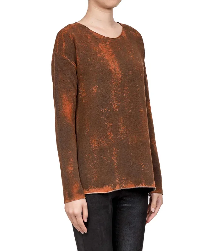 Mixed Orange Sweatshirt Hoodie with Tie-Dye Psychedelic Retro