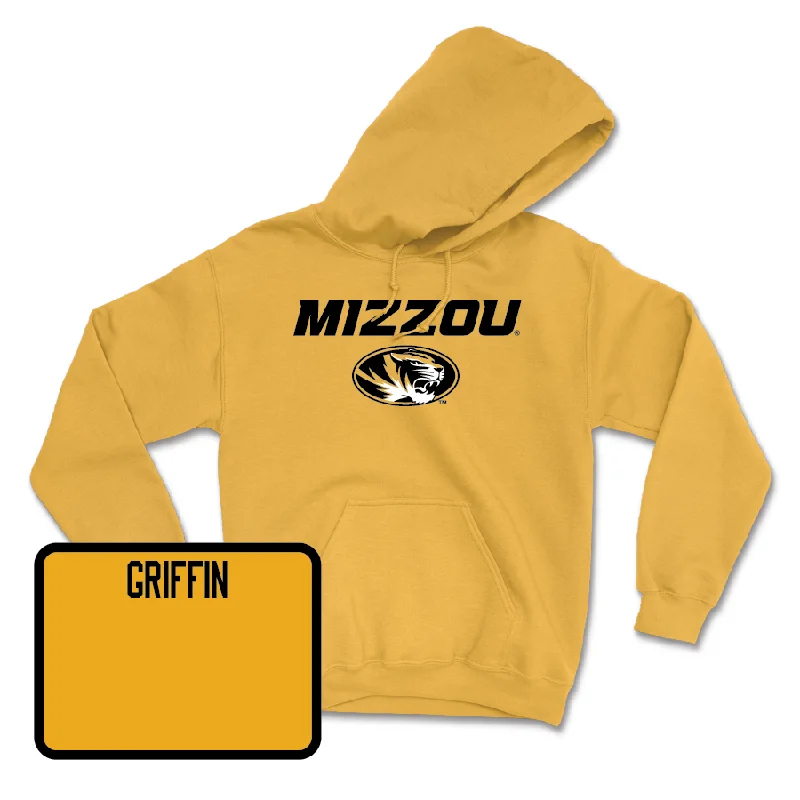 Gold Women's Gymnastics Mizzou Hoodie - Kennedy Griffin Hoodie with Typography Text Message