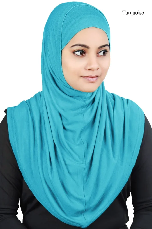 Two Piece Al-Amira Turquoise Viscose Jersey Hijab Bright Color Jersey Top