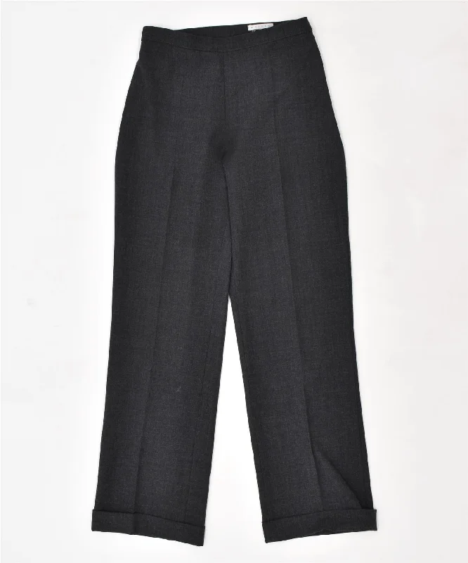 ESISTO Womens Straight Suit Trousers W26 L28 Grey Vintage Trousers Favorite Customer