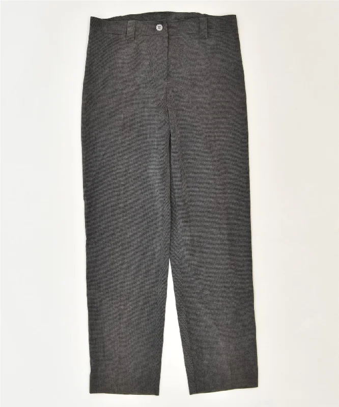 VINTAGE Womens Slim Trousers IT 46 Large W32 L30 Grey Polyester Classic Trousers Seasonal Trendy