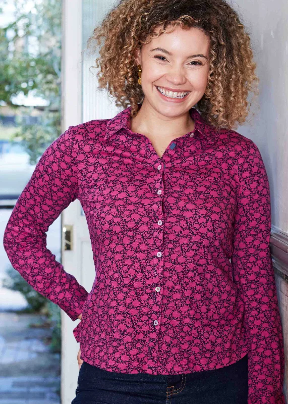 Dotty Viscose Jersey VELCRO® Brand Fastening Shirt Asymmetrical Jersey Blouse