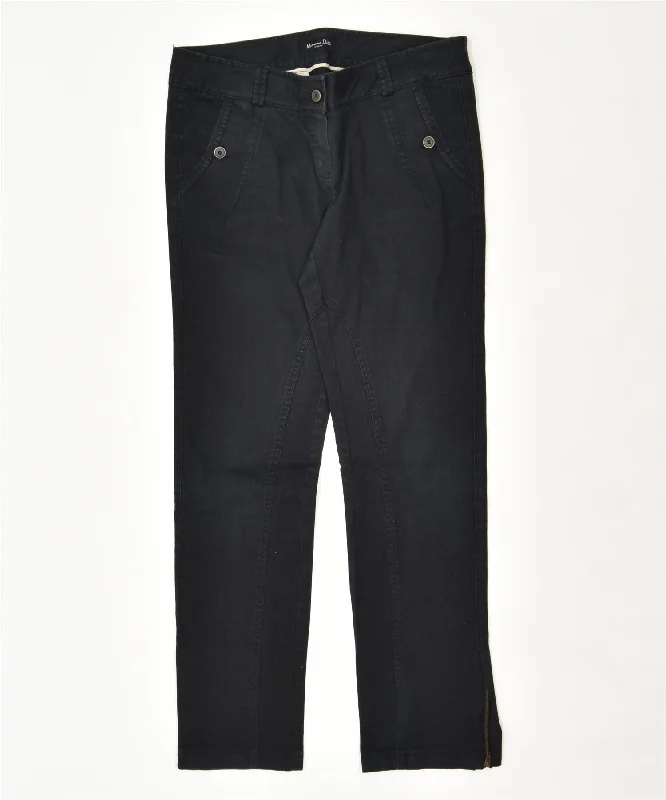 MASSIMO DUTTI Womens Straight Casual Trousers W30 L30 Black Cotton Trousers Culottes Wide Leg