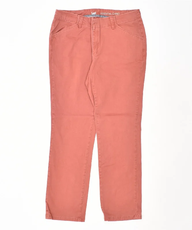 LEE Womens Short Slim Chino Trousers US 6 Medium W32 L28 Red Cotton Trousers Pleated Formal
