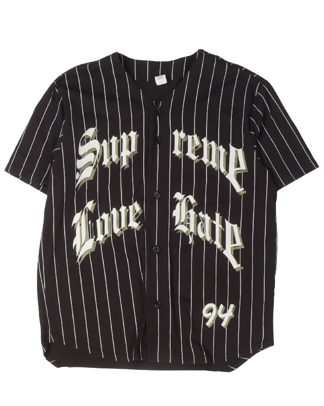 Love Hate 94 Striped Baseball Jersey Jet Black Jersey Tee