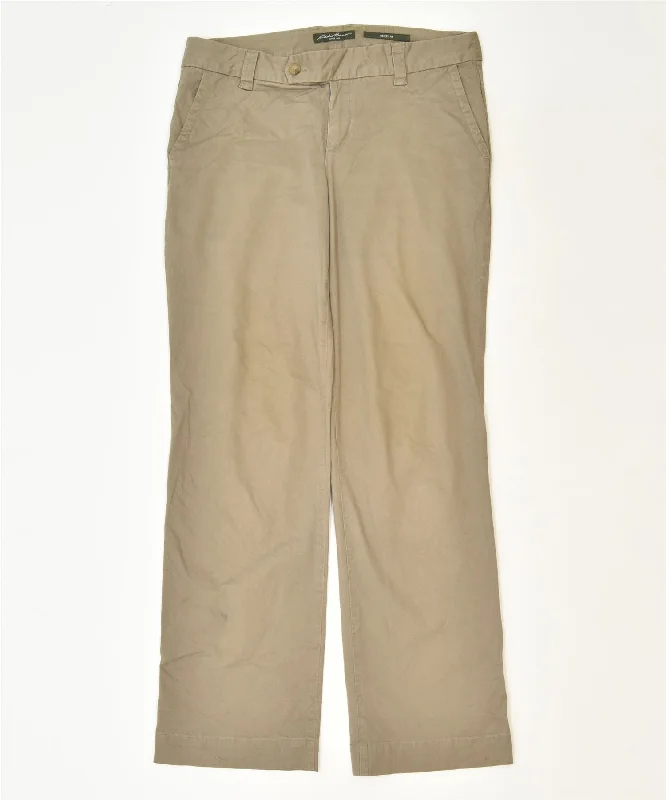 EDDIE BAUER Womens Bootcut Chino Trousers US 8 Medium W32 L32 Brown Trousers fashionable trendy