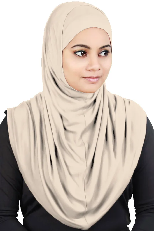 Two Piece Al-Amira Light Skin Viscose Jersey Hijab Navy Blue Jersey Tee