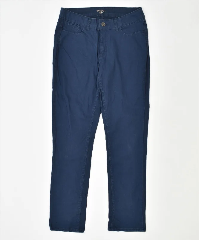 LEE Womens Riders Skinny Casual Trousers US 14 XL W36 L32 Navy Blue Cotton Trousers Elastic Waist Soft