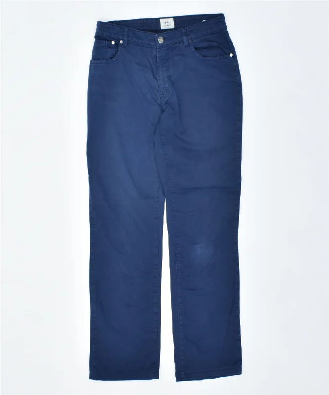 CERRUTI Womens Straight Casual Trousers W30 L30 Navy Blue Trousers trendy modern