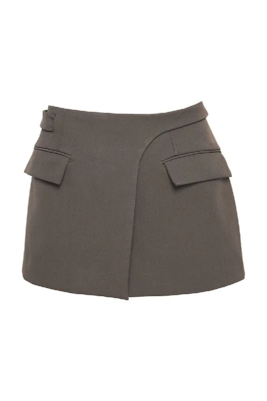 CHARCOAL DOUBLE LAYERED MINI SKIRT relaxed fit skirt