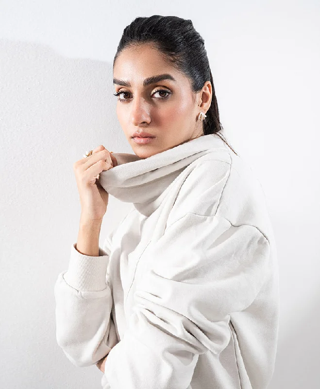 Oversize Sweatshirt (Women) Hoodie with Ribbed Hem Stretchable Secure