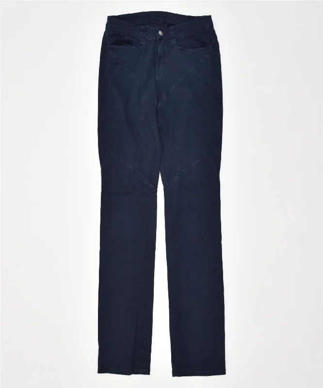 CARLO CHIONNA Womens Slim Casual Trousers W26 L35 Navy Blue Cotton Vintage Trousers Seasonal Trendy