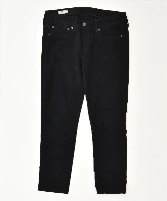 PEPE JEANS Womens Low Waist Slim Casual Trousers W33 L28 Black Cotton Trousers Satin Smooth