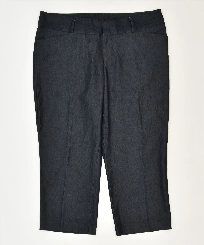 MOSSIMO Womens Capri Trousers US 12 XL W36 L22 Black Cotton Classic Trousers Leather Faux