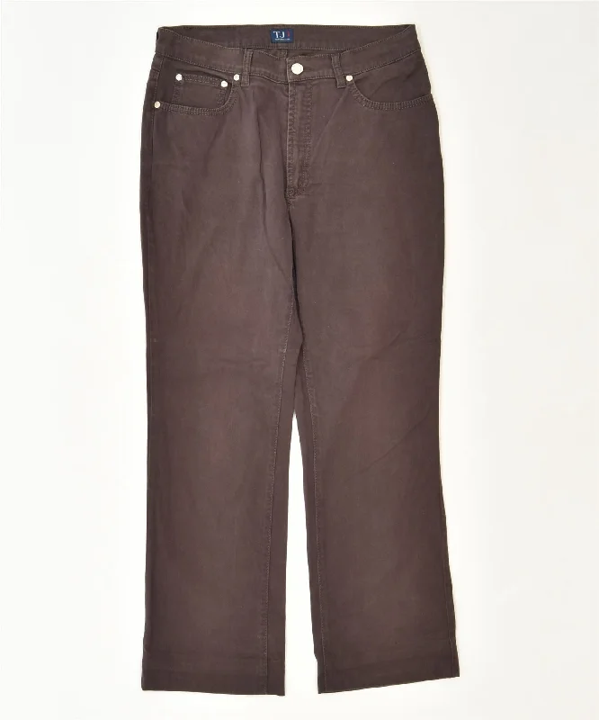 TRUSSARDI Womens Straight Casual Trousers W32 L27 Brown Cotton Classic Trousers Mesh Breathable