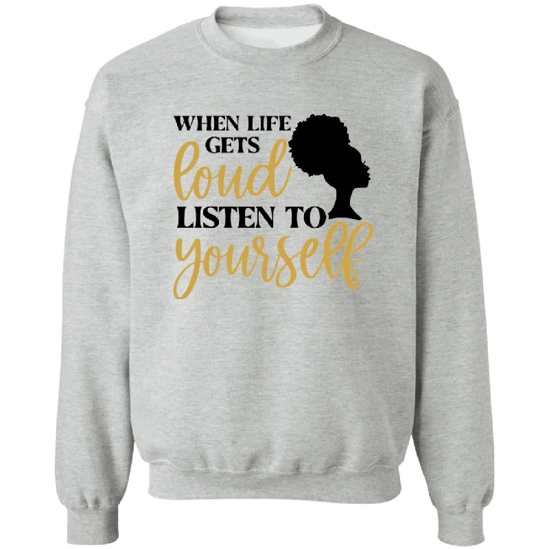 Listen to Yourself Ladies Crewneck Pullover Sweatshirt Hoodie with Button Classic Timeless