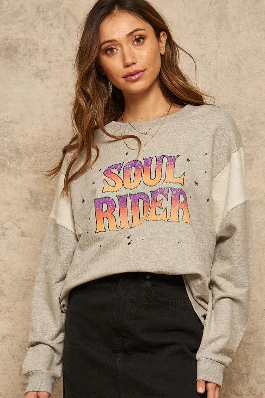 A French Terry Knit Graphic Sweatshirt Hoodie with Button Classic Timeless