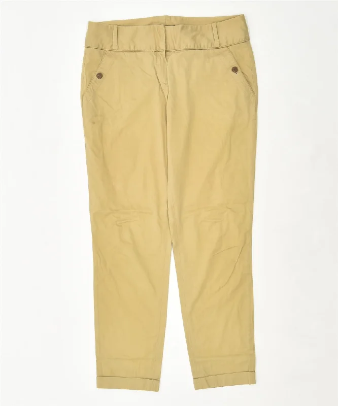 MASSIMO DUTTI Womens Straight Chino Trousers W30 L29 Yellow Cotton Trousers chic elegant