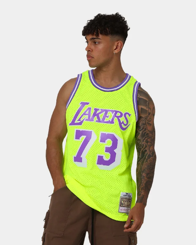 Mitchell & Ness Dennis Rodman Los Angeles Lakers '98-'99 Neon Jersey Neon Yellow Burgundy Jersey Tee
