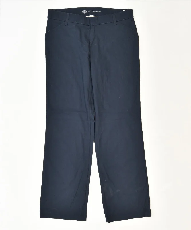 DICKIES Womens Straight Chino Trousers US 12 XL W36 L32 Navy Blue Worker Trousers Striped Patterned
