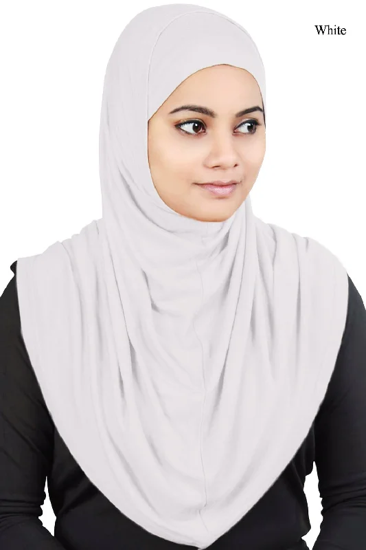 Two Piece Al-Amira White Viscose Jersey Hijab Party Jersey Tee