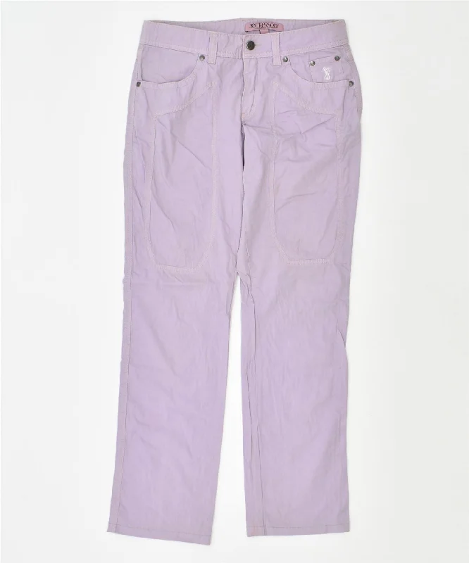JECKERSON Womens Straight Casual Trousers W29 L29 Purple Cotton Trousers Yoga Stretchy
