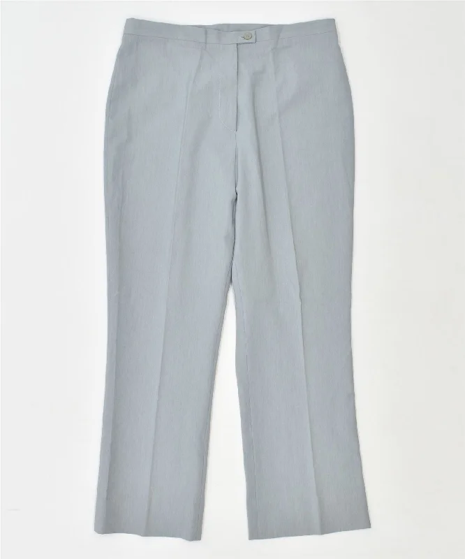 VINTAGE Womens Straight Suit Trousers IT 48 XL W32 L28 Grey Polyester Trousers Flared Retro
