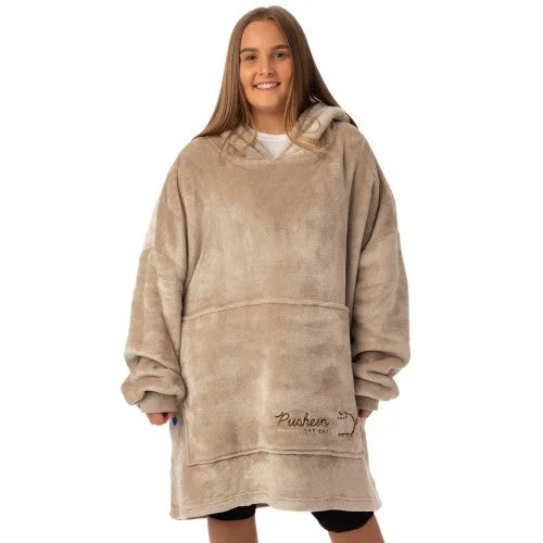 Pusheen Womens/Ladies Embroidered Hoodie Blanket Hoodie with Snap Buttons Easy Quick