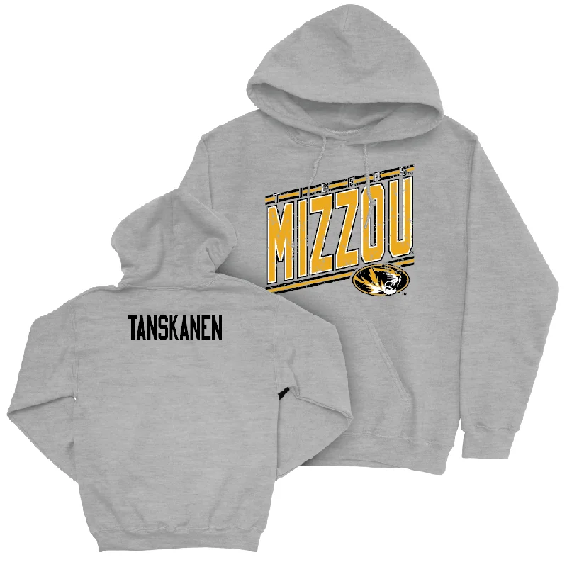 Sport Grey Women's Gymnastics Vintage Hoodie  - Kaia Tanskanen Hoodie with Hem Applique Textured Unique