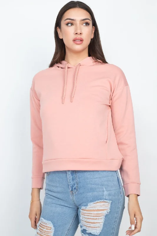 Self-tie Drawstrings Hoodie Hoodie with Snap Buttons Easy Quick