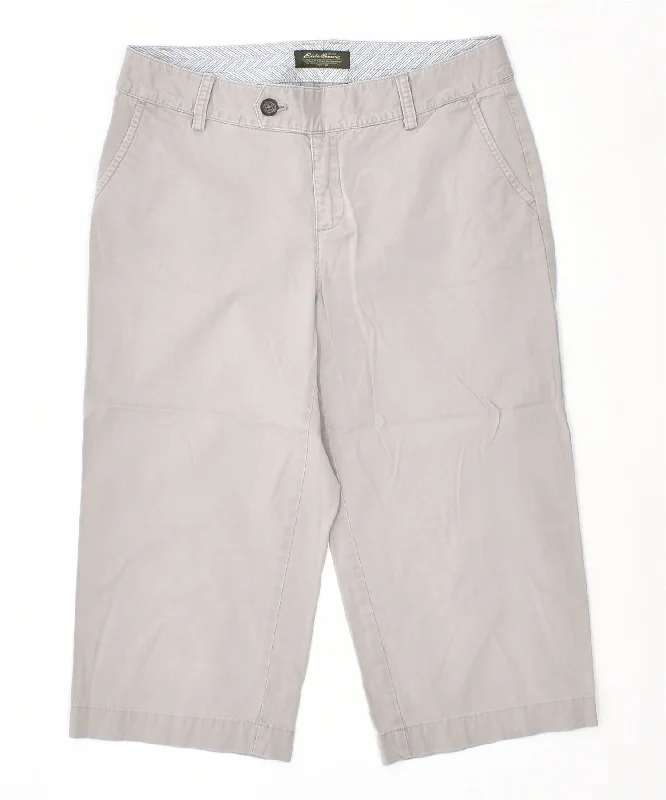 EDDIE BAUER Womens Straight Capri Trousers UK 12 Medium W32 L19 Grey Trousers Plaid Checkered