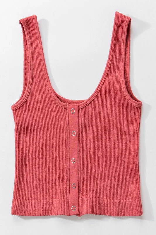Mad About You Terracotta Cropped Tank (Size Large) cherry red tank